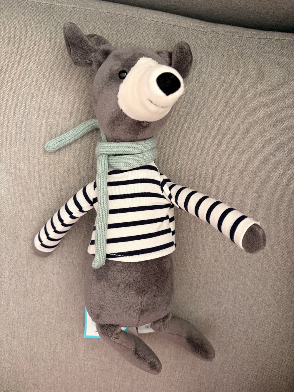 Jellycat Beatnik Buddy Whippet Retired plush with Mint Scarf